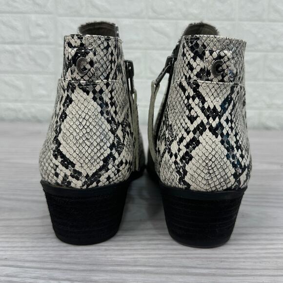 Circus Sam Edelman Pipper Ankle Bootie Sz 8.5 Ivory Black Faux Snakeskin Leather - Picture 6 of 9